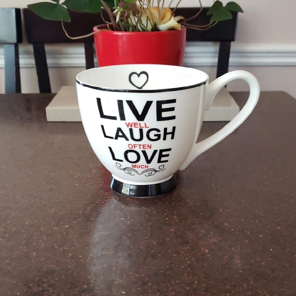 Coffee Mug Cup Live Well Laugh Often Love Much Large Portobello by Inspire 4''.